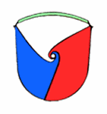 LogoWappen des Marktes Altdorf; Geteilt im Schneckenschnitt von Blau, Weiß und Rot.